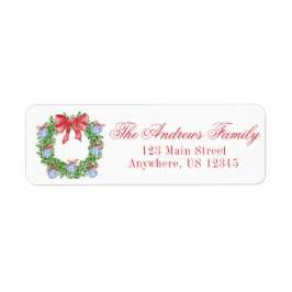 Etiqueta Navidades de acuarela Chinoiserie Ornament Wreath