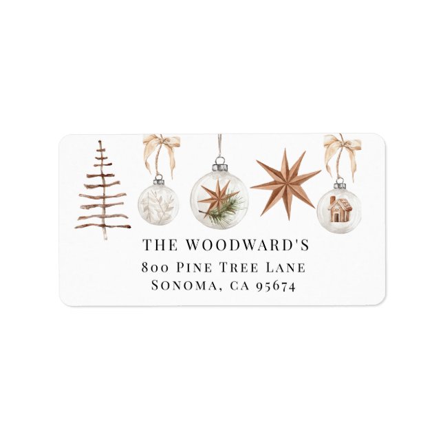 Etiqueta Navidades de acuarela de Boho Rústico (Frente)