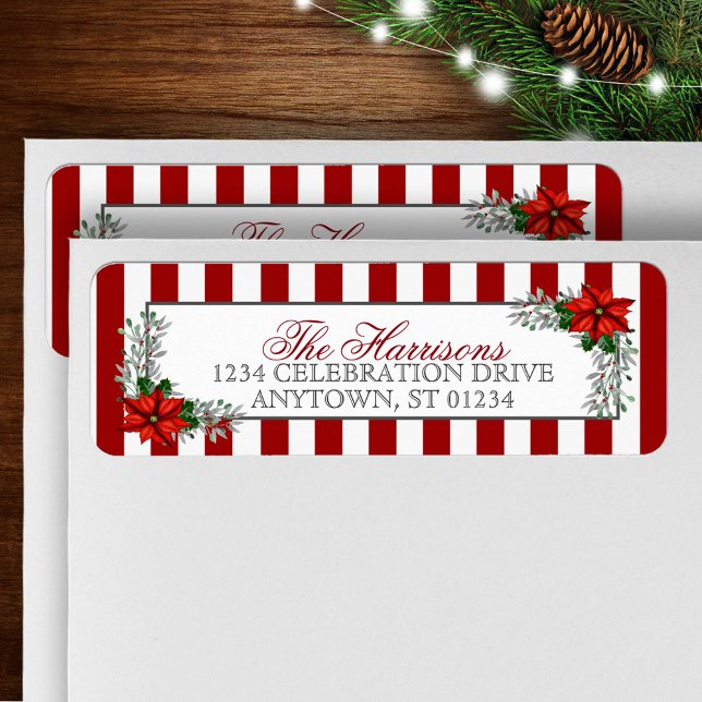 Etiqueta Navidades de acuarela de Poinsettias (Subido por el creador)