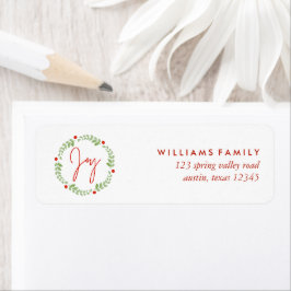 Etiqueta Navidades de acuarela escribieron "Alegría"