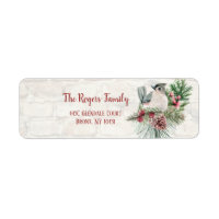 Navidades de acuarela rusas floral y pájaro