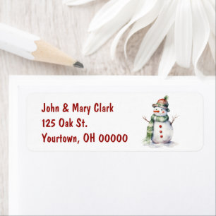 Etiqueta Navidades de acuarela Snowman