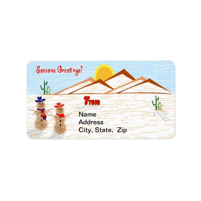Etiqueta Navidades de Arizona Tumbleweed Snowman (Frente)