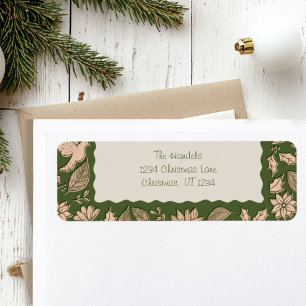 Etiqueta Navidades de arte popular verde y pekinés devuelve
