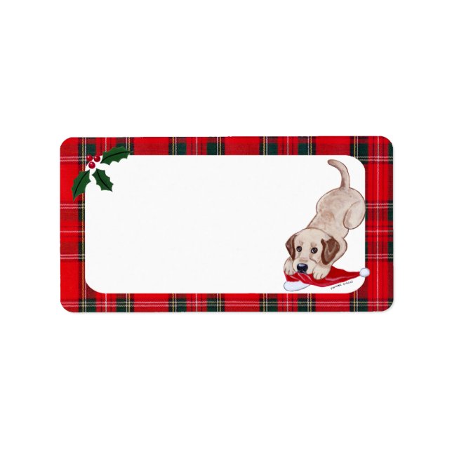 Etiqueta Navidades de Cachorros de Labrador Amarillo (Frente)