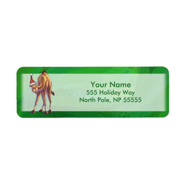 Etiqueta Navidades De Camello En Verde (Frente)