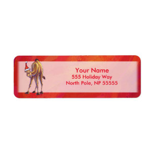 Etiqueta Navidades De Camellos Cuidados En Rojo