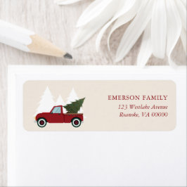 Etiqueta Navidades de Camión Rojo Vintage