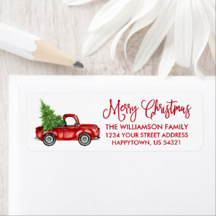 Etiqueta Navidades de Camiones Vintage con guión de caligra