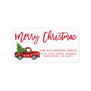 Etiqueta Navidades de Camiones Vintage con Guión de Pincel