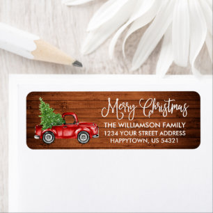 Etiqueta Navidades de Camiones Vintage de Madera con guión 