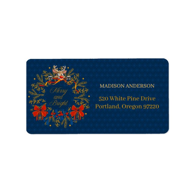 Etiqueta Navidades de caza de renos traviesos en la marina (Frente)