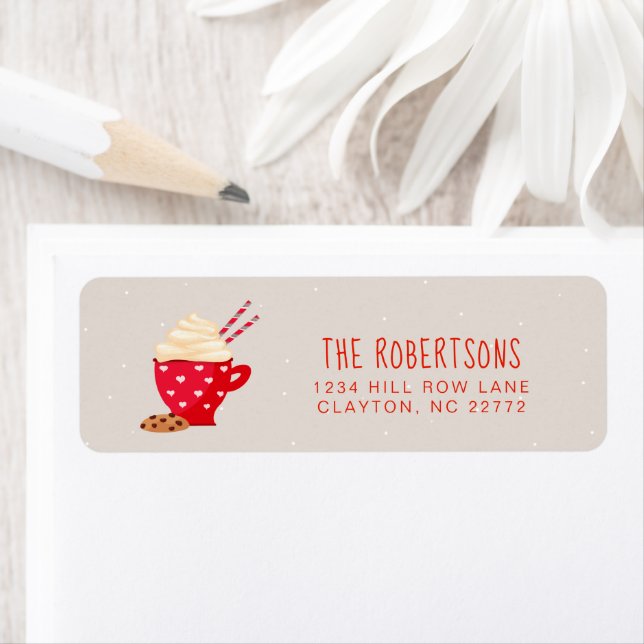 Etiqueta Navidades de chocolate caliente y galletas (In situ)