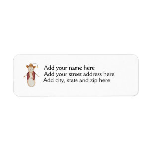 Etiqueta Navidades de Cute Americana Cowboy Snowman