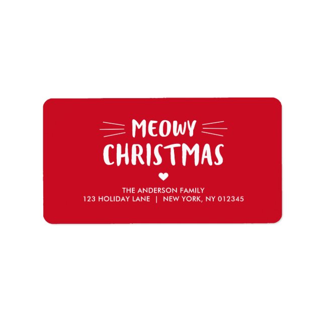 Etiqueta Navidades de Cute Cat Meowy | Vacaciones (Frente)