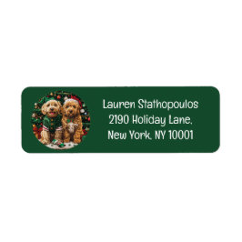 Etiqueta Navidades de Cute Goldendoodle Perros de Cachorro