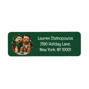 Etiqueta Navidades de Cute Goldendoodle Perros de Cachorro
