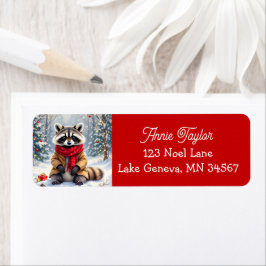 Etiqueta Navidades de Cute Whimsical Raccoon