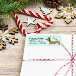Etiqueta Navidades de Dachshund envueltos con papel tieso c