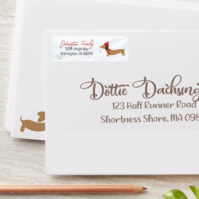 Etiqueta Navidades de Dachshund Warmest (Custom Dachshund Christmas Address Labels)