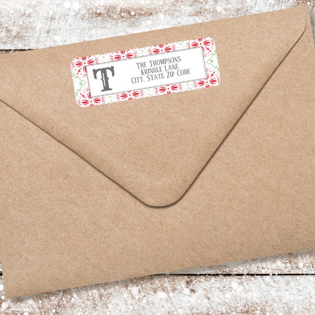 Etiqueta Navidades de direcciones de retorno rojo y verde (Red and green simple return address label. )