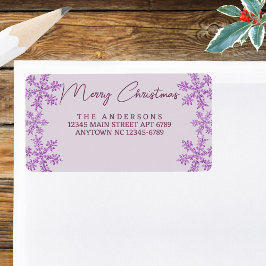 Etiqueta Navidades de escritura moderna de Snowflake Purple