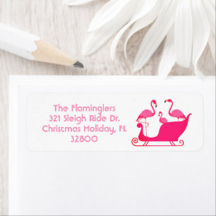 Etiqueta Navidades de Flamingo Sleigh Ride