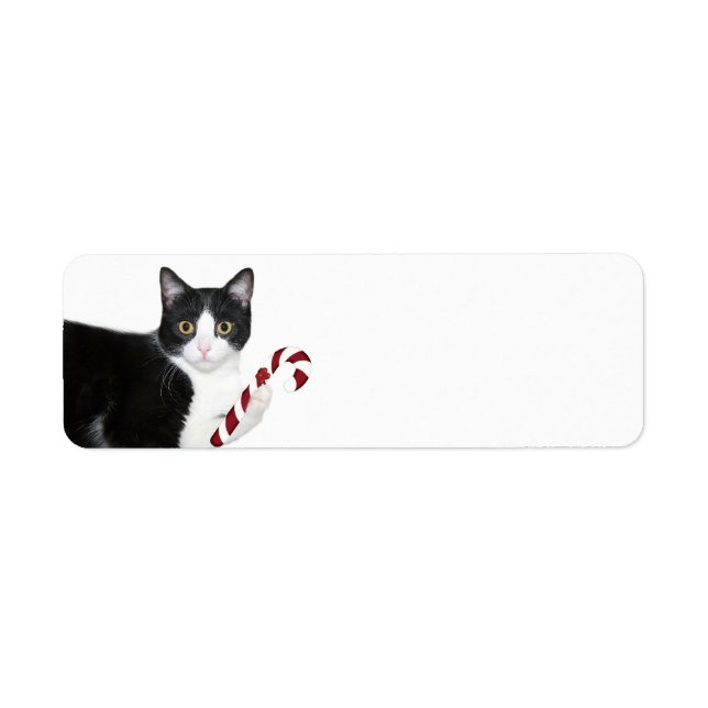 Etiqueta Navidades de gatos negros y blancos (Frente)