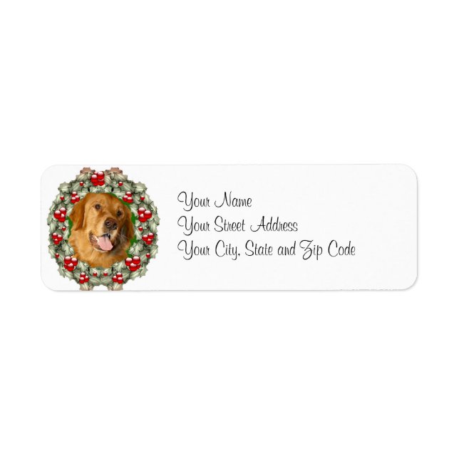 Etiqueta Navidades de Golden Retriever (Frente)