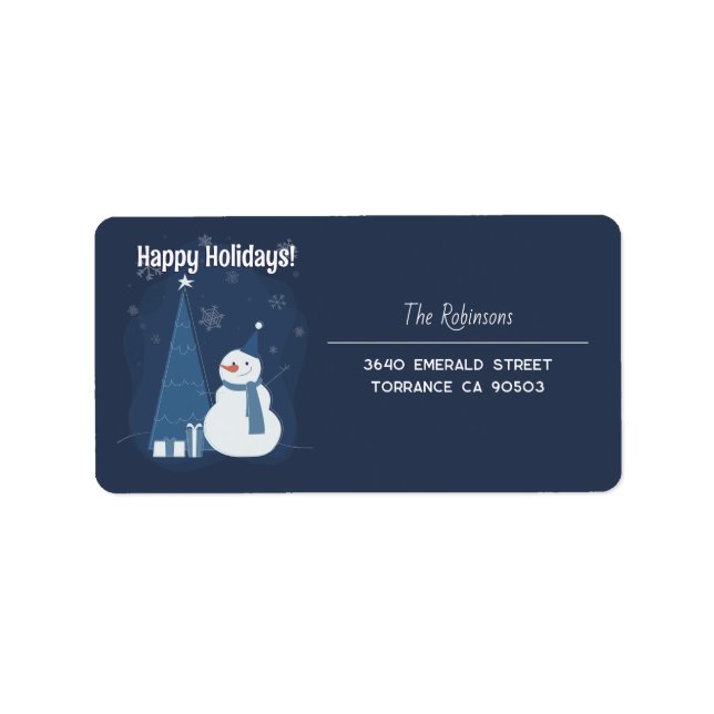 Etiqueta Navidades de invierno blancos dan ideas azul vinta (Frente)