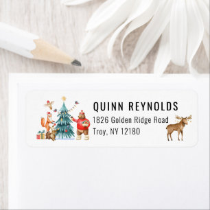 Etiqueta Navidades de invierno de amigos de Woodland Fiesta