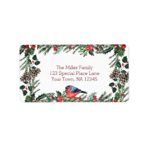 Etiqueta Navidades de invierno Red Bird