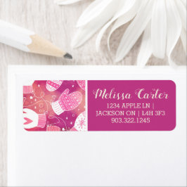 Etiqueta Navidades de invierno reducen el patrón en rosa