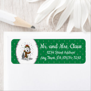 Etiqueta Navidades de invierno Viejo perro pastor inglés gr