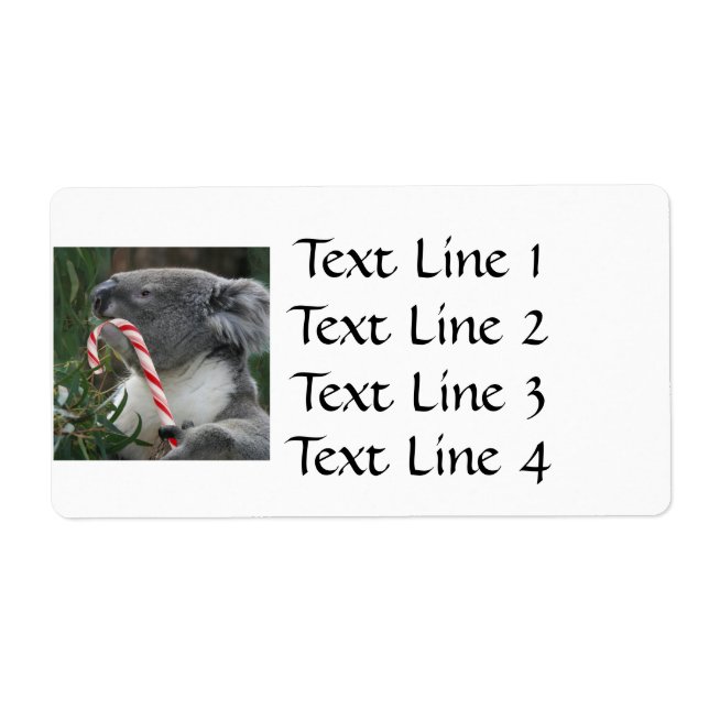 Etiqueta Navidades de Koala Candy Cane (Frente)
