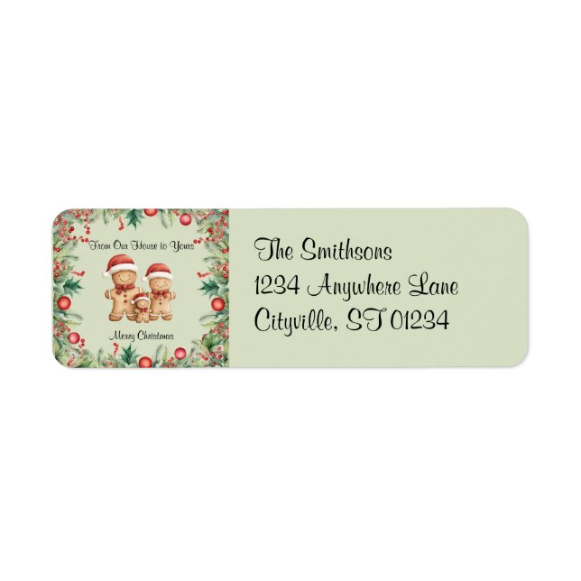 Etiqueta Navidades de la familia Cute Gingerbread Cookie (Frente)