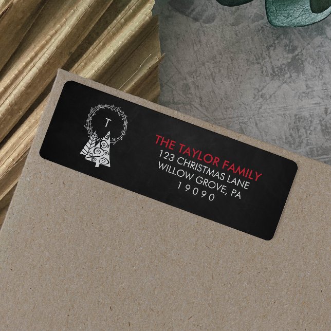 Etiqueta Navidades de la guirnalda monográfica Chalkboard (Subido por el creador)