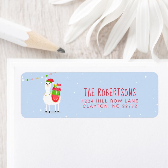 Etiqueta Navidades de Llama festiva (In situ)