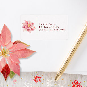 Etiqueta Navidades de Love Peace Joy Pink Poinsettia