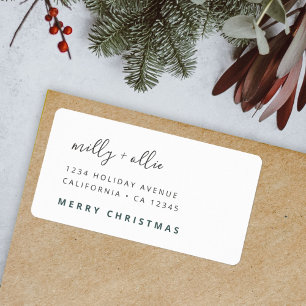 Etiqueta Navidades de moda Moderno Verde y Blanco