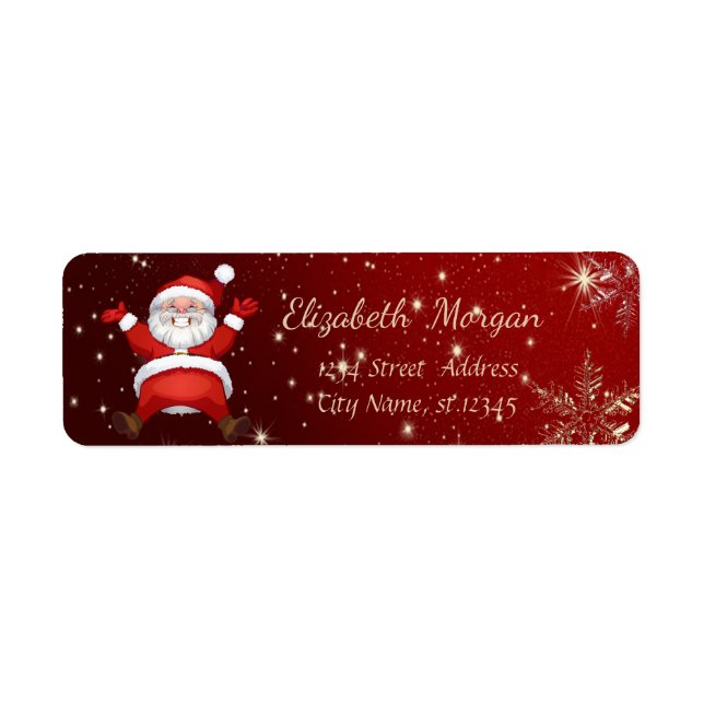 Etiqueta Navidades de moda Snowflakes, Santa Claus (Frente)