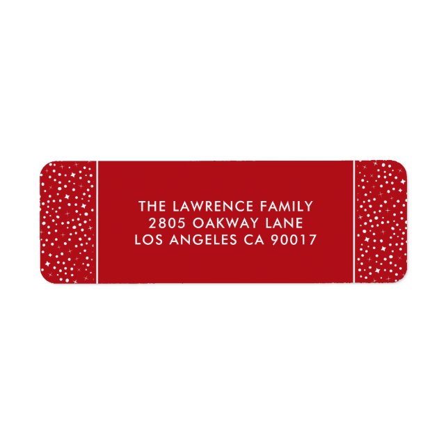 Etiqueta Navidades de nieve de las Estrellas Blancas Rojas (Frente)