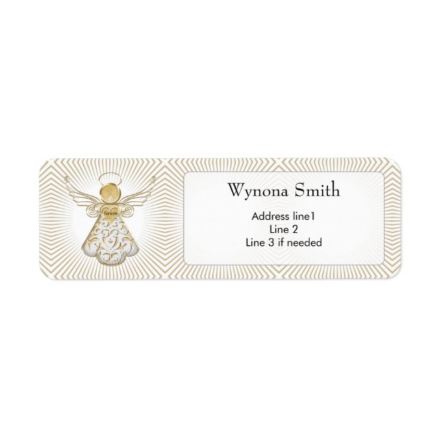 Etiqueta Navidades de oro Ángel de Grace Filigree (Frente)