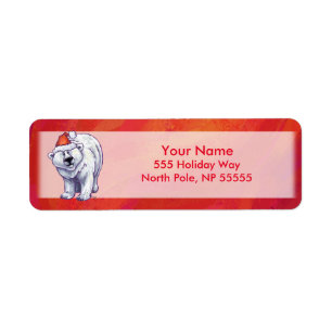 Etiqueta Navidades De Oso Polar En Rojo