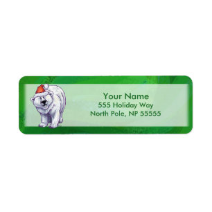 Etiqueta Navidades De Oso Polar En Verde