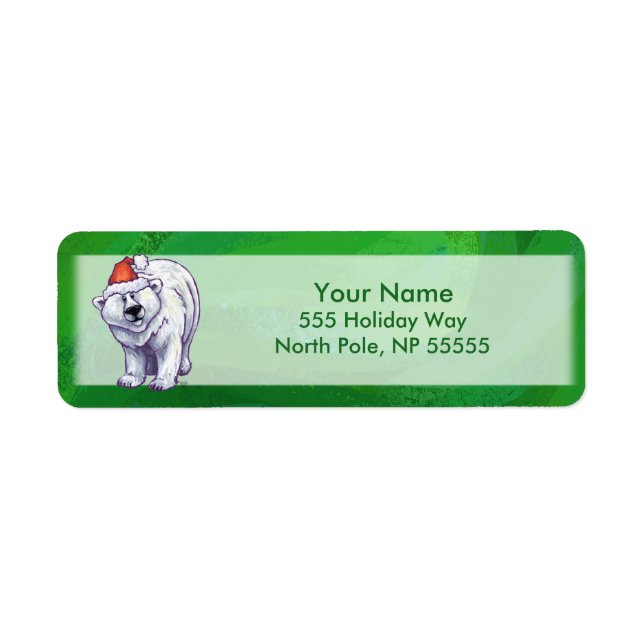 Etiqueta Navidades De Oso Polar En Verde (Frente)
