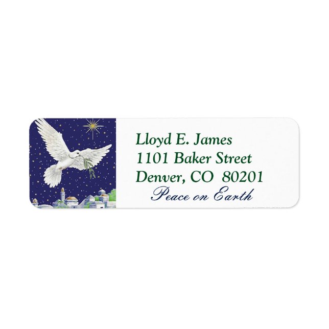 Etiqueta Navidades de Peace on Earth Dove (Frente)