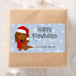 Etiqueta Navidades de perro de Dachshund de pelo largo entr
