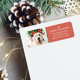 Etiqueta Navidades de perro foto dirección Happy Pawlidays