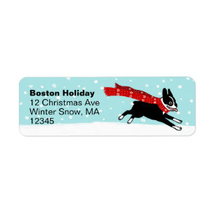Etiqueta Navidades de perros adorables en vacaciones de inv